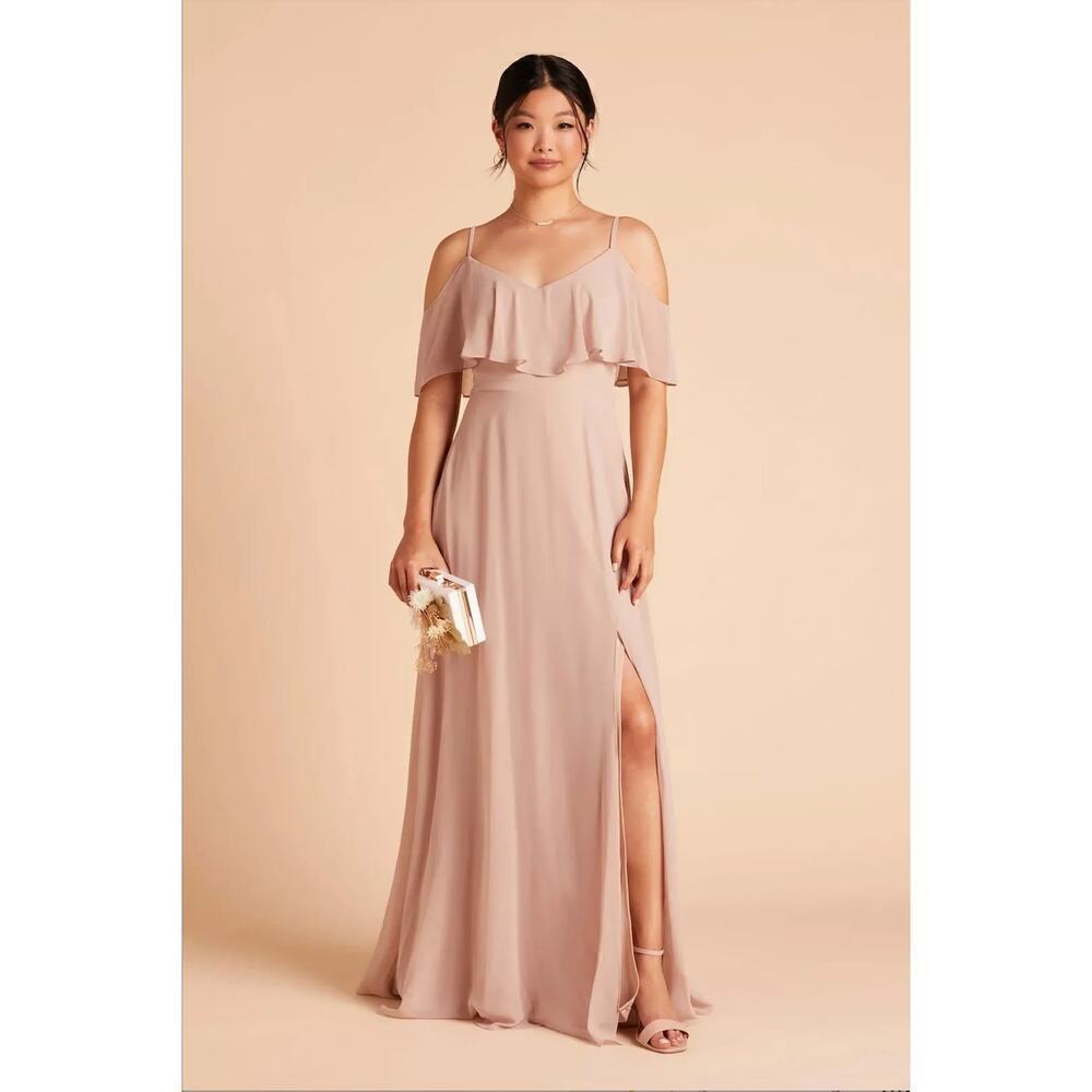 Birdy Grey Jane Convertible Chiffon Maxi Bridesmaid Dress with Slit‎ in Taupe, S